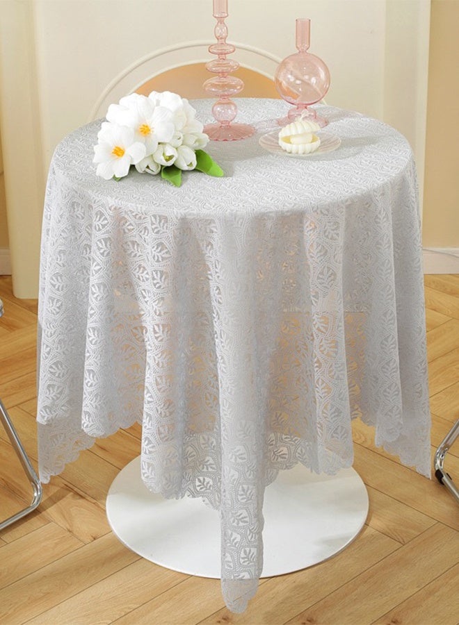 Lace Tablecloth,Small Table Cloth for Round Coffee Table 90 x 90cm -Grey - Image 1